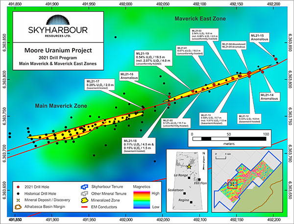 2021 Moore Uranium Project Maverick East Zone Drilling Map